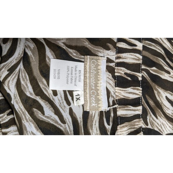 Women's COLDWATER CREEK Animal Print Long Sleeve Button-Up Blouse 1X - Picture 10 of 12